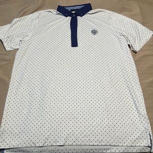 Greyson Trump National Golf Tennis Polo Wolf All Over Logo White Blue Mens XL